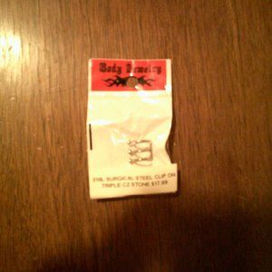 Clip On Triple CZ Stone Body Jewelry